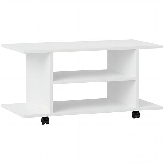 Mobilier unghiular cu roți și rafturi, până la 42", alb