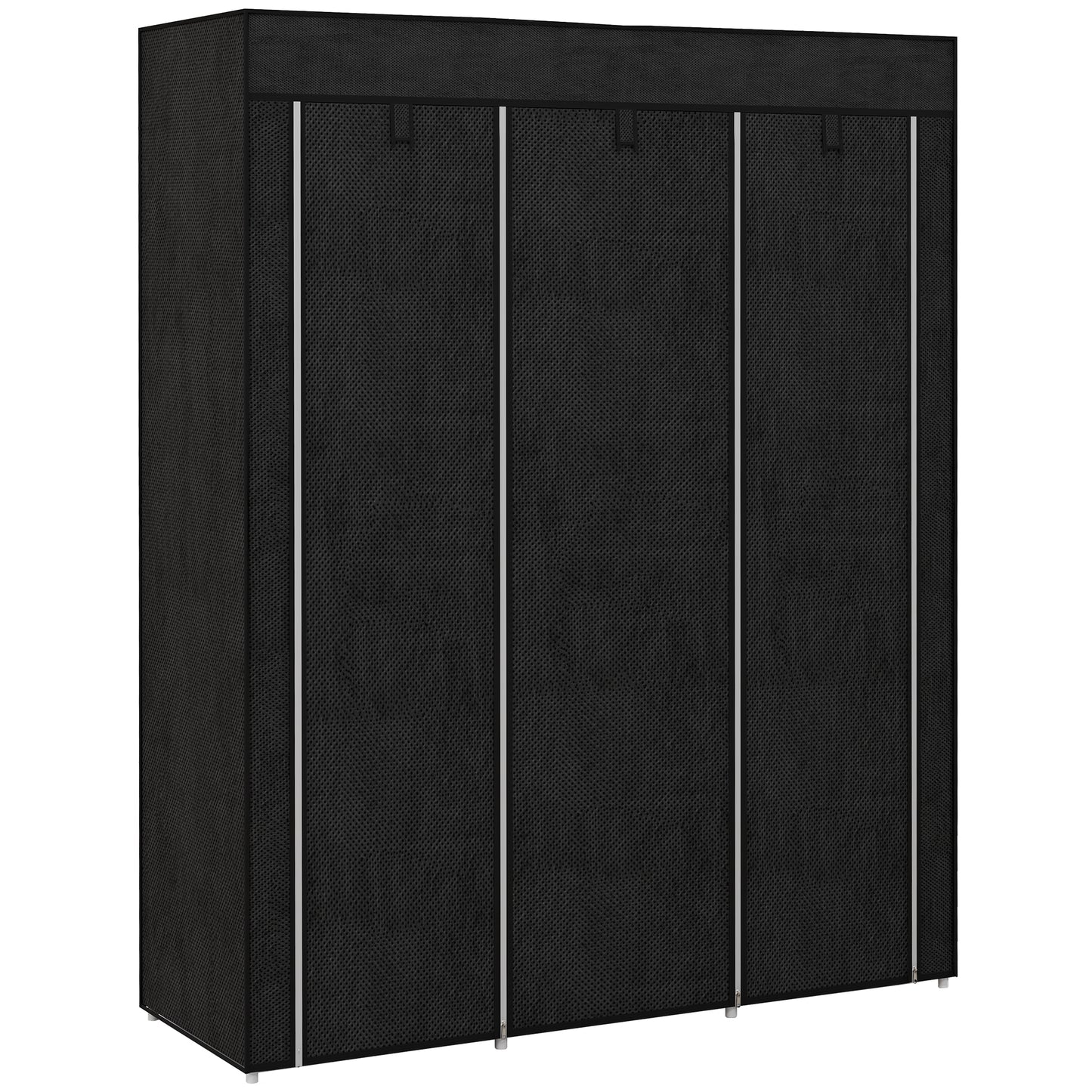 Dulap din Material Textil cu Bază Înălțată, 8 Rafturi și 2 Bare, 125x43x162.5 cm, Gri Închis