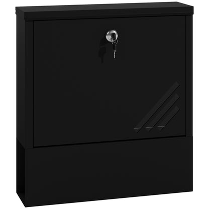 Cutie Poștală de Perete din Metal cu Fereastră și Serratura, 30x8.5x32.5 cm, Gri Carbon