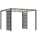 Pergolă pentru Exterior 3x3 m cu Acoperiș Ondulat și Panouri Laterale, din Metal și Poliester Negru