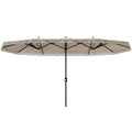 Umbrelon Dublu cu 12 Stecări și Manivelă, din Poliester și Oțel, 450x265x260 cm, Crem