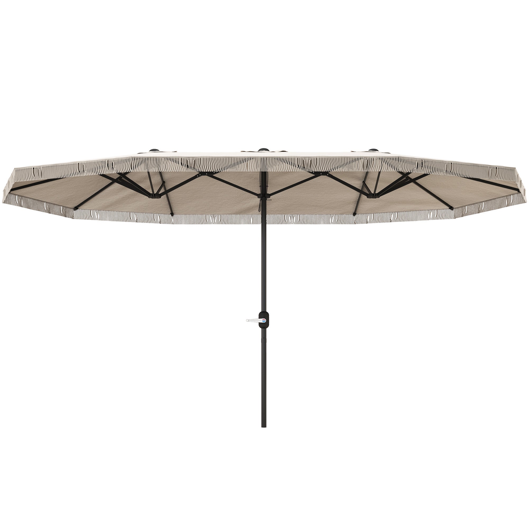 Umbrelon Dublu cu 12 Stecări și Manivelă, din Poliester și Oțel, 450x265x260 cm, Crem