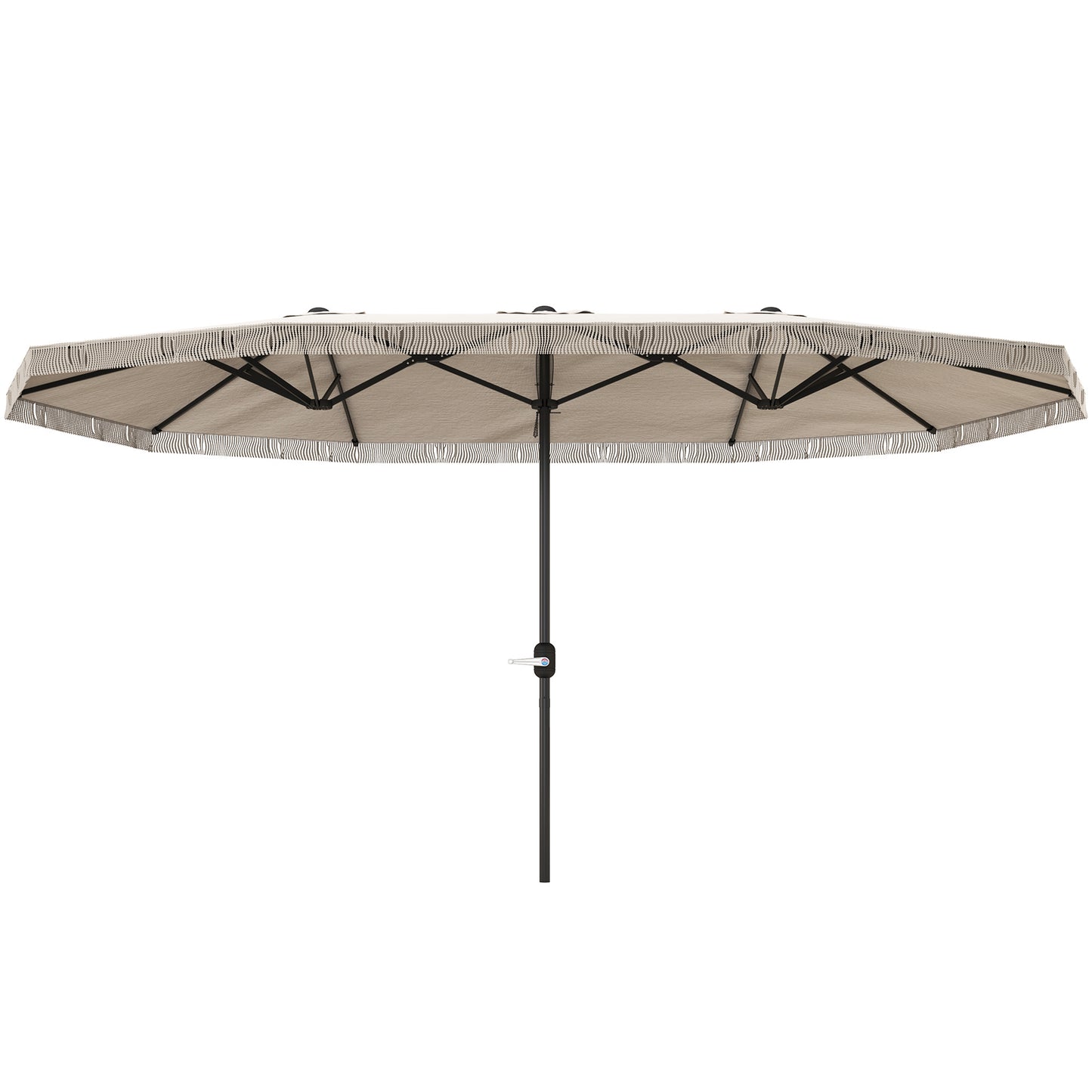 Umbrelon Dublu cu 12 Stecări și Manivelă, din Poliester și Oțel, 450x265x260 cm, Crem