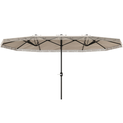 Umbrelon Dublu cu 12 Stecări și Manivelă, din Poliester și Oțel, 450x265x260 cm, Crem