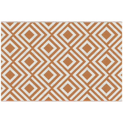 Covor de Exterior pentru Balcon și Terasă, Rezistent la Raze UV, 182x274 cm, Maro și Alb