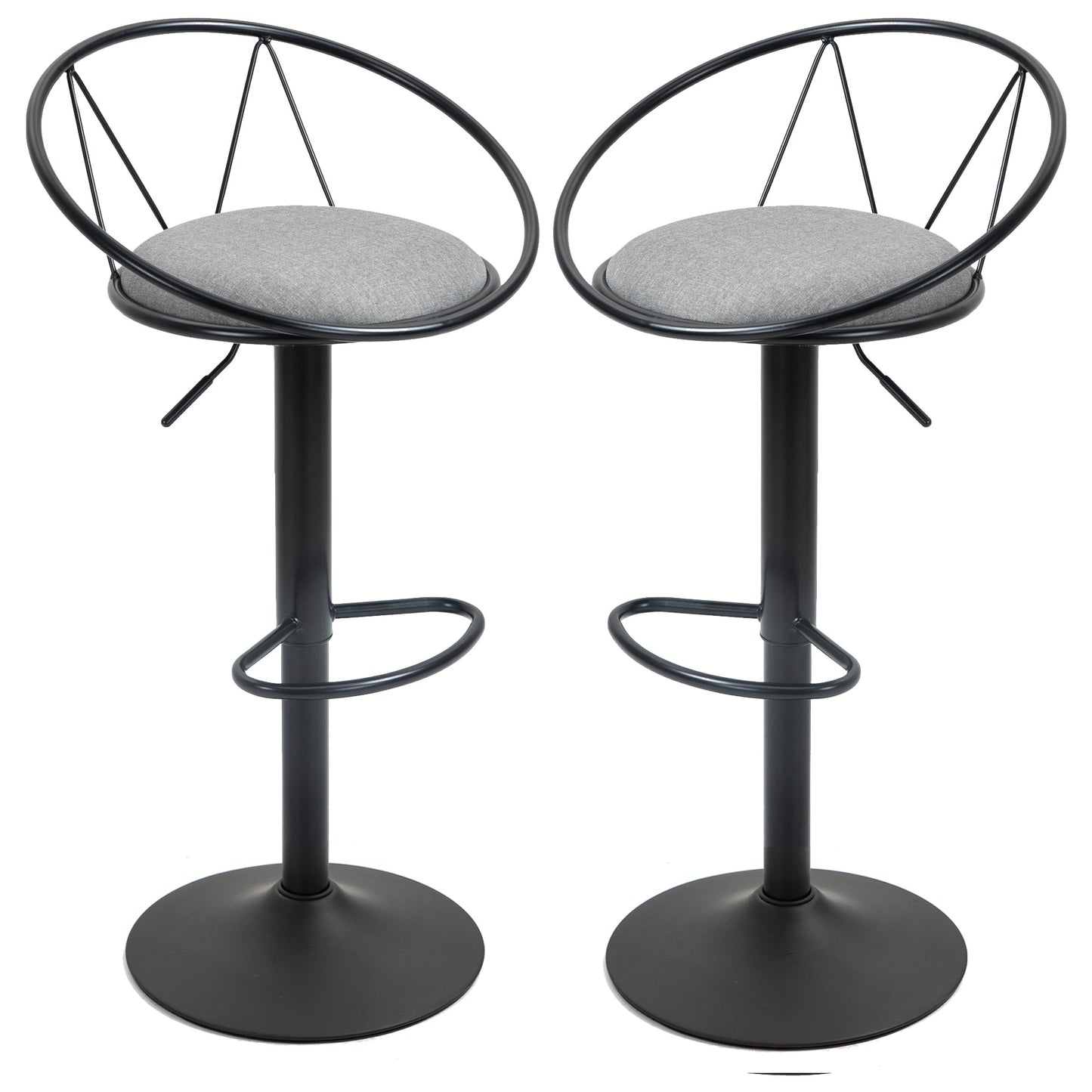Set 2 Scaune de Bar – Pivotante, Maro, Reglabile 78–100 cm