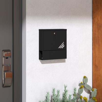 Cutie Poștală de Perete din Metal cu Fereastră și Serratura, 30x8.5x32.5 cm, Gri Carbon