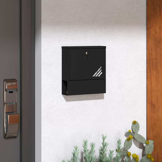 Cutie Poștală de Perete din Metal cu Fereastră și Serratura, 30x8.5x32.5 cm, Gri Carbon