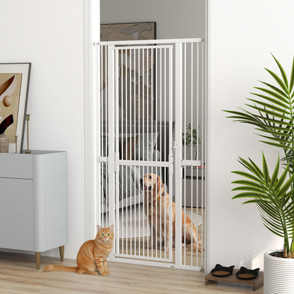 Poartă pentru Câini și Pisici, Înaltă de 180 cm, Extensibilă de la 77-104 cm, Montaj prin Presiune, Albă