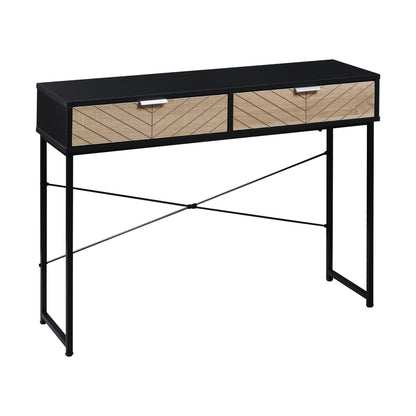 Consola Moderna  pentru Hol si Sufragerie cu 2 Sertare Metalice 100x30x75cm - Negru