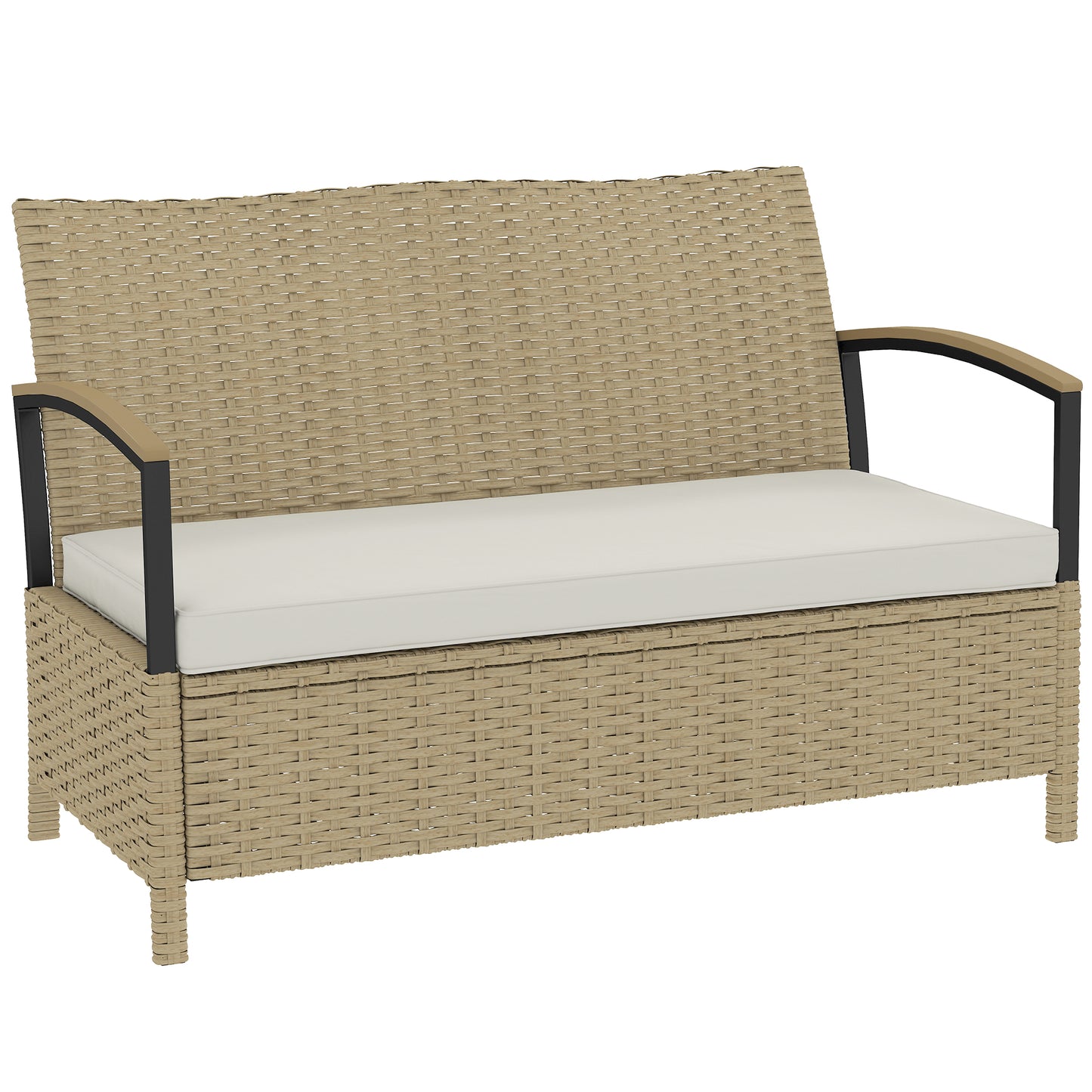 Bancă cu Spațiu de Depozitare 125L cu Pernă, Cadru Metalic, 123x70x82 cm, Bej