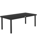 Masă de Grădină cu Blat cu Aspect de Lemn 190x90 cm pentru 8 Persoane, Masă de Luat Masa de Exterior Dreptunghiulară din Aluminiu și Plastic, pentru Terasă, Balcon, Negru