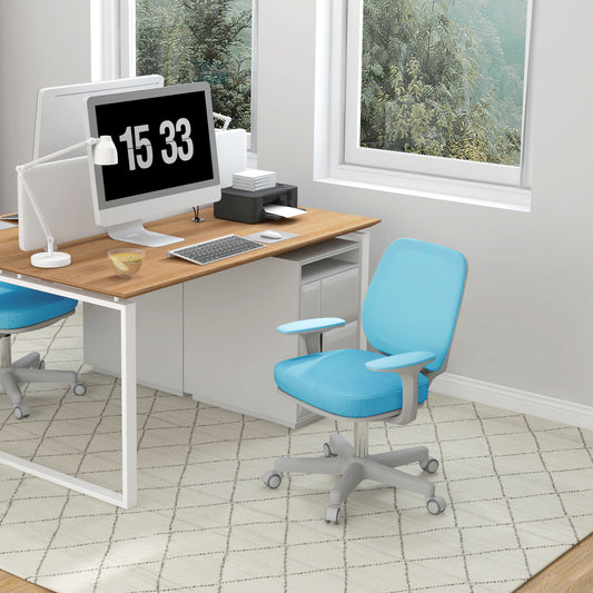 Scaun de Birou Ergonomic și Reclinabil Reglabil pe Înălțime, cu 5 roți, 55x48x82.5-94.5 cm, Albastru