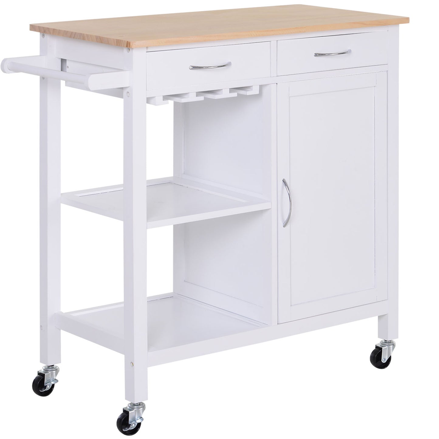 Carut Bucatarie Lemn – 88,5×40×86 cm, Design Clasic cu 2 Sertare