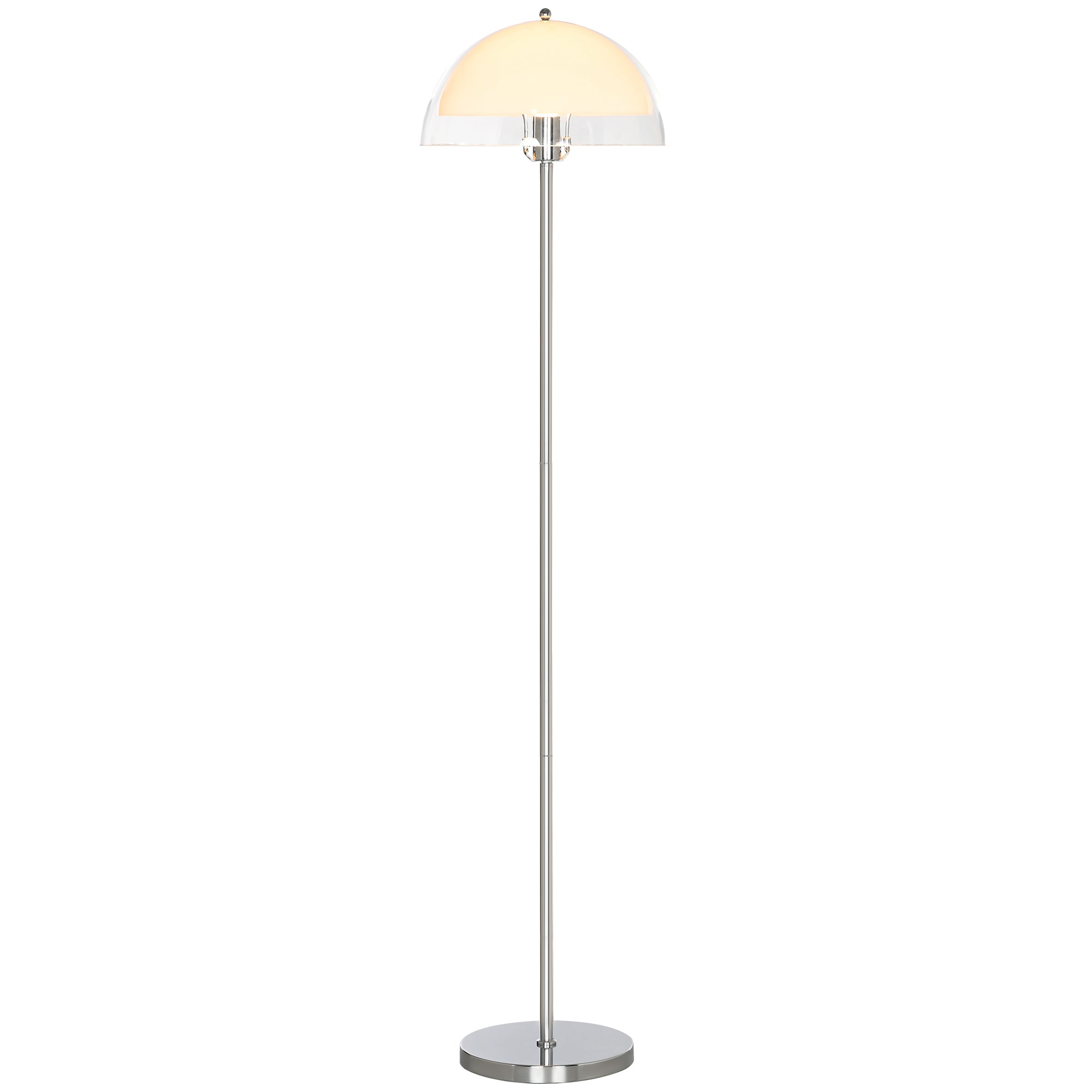 Lampă de Podea Modernă cu Abajur Dublu Stratificat, din Metal și Acril, Ø35x150 cm, Albă