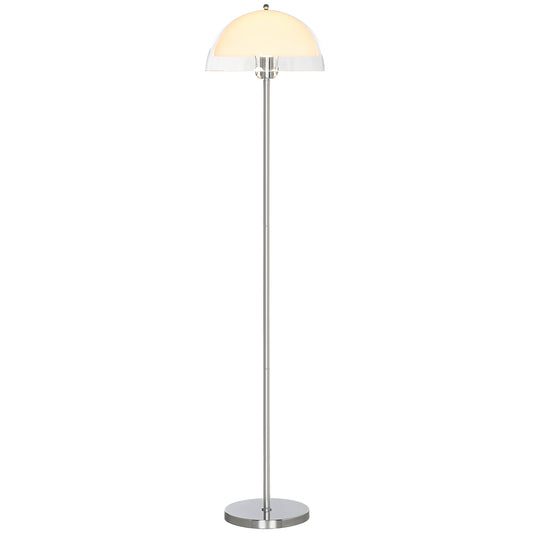 Lampă de Podea Modernă cu Abajur Dublu Stratificat, din Metal și Acril, Ø35x150 cm, Albă