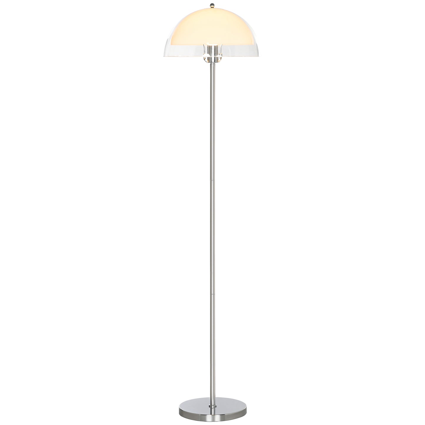 Lampă de Podea Modernă cu Abajur Dublu Stratificat, din Metal și Acril, Ø35x150 cm, Albă