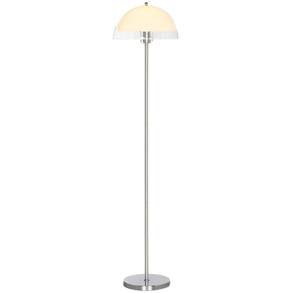 Lampă de Podea Modernă cu Abajur Dublu Stratificat, din Metal și Acril, Ø35x150 cm, Albă