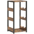 Suport pentru Sticle, Rafturi Ondulate, Picioare Reglabile, Maro Rustic, Negru