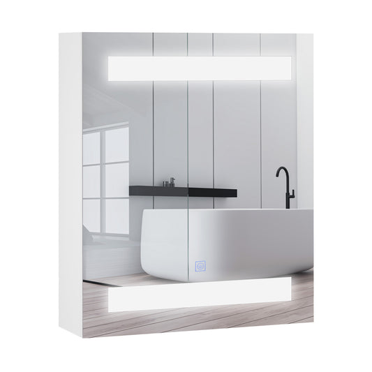 Dulapior de Baie cu 1 Usa, Oglindă și Lumini LED cu Touch și Reglare Intensitate 60 x 50 x15cm