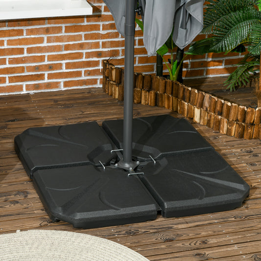 4 bucati baza de umbrela din plastic HDPE, umpluta cu apa si nisip pana la 18 kg, 103x103x8,3 cm, negru