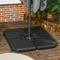 4 bucati baza de umbrela din plastic HDPE, umpluta cu apa si nisip pana la 18 kg, 103x103x8,3 cm, negru