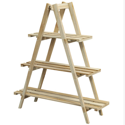 Suport Vertical pentru Plante cu 3 Nivele din Lemn de Brad, 100x36x112 cm, Culoare Lemn Natural