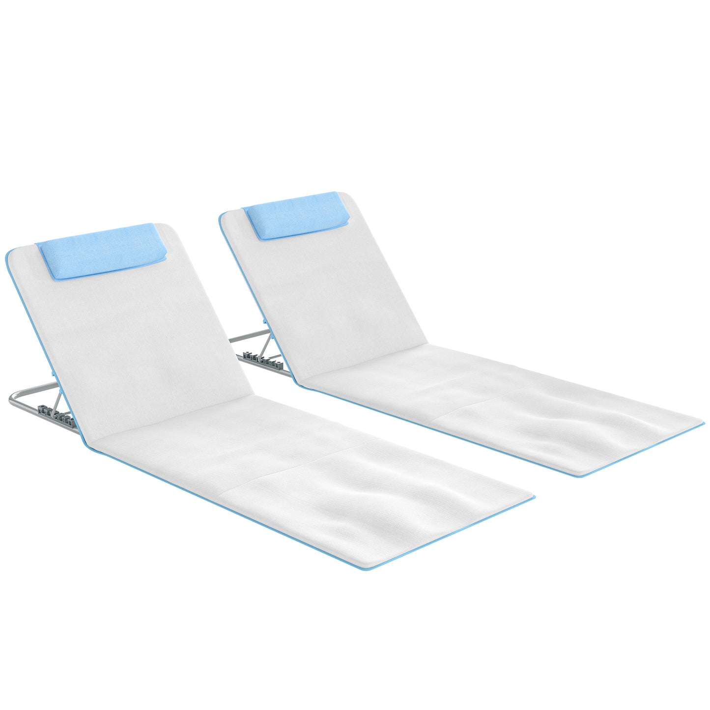 Set 2 Șezlonguri de Soare Pliabile cu Spătar Reglabil și Geantă, 48x134x36-45 cm, Bej
