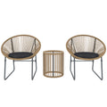 Set Mobilier din 3 Piese din Ratan pentru Grădină cu Scaune și Măsuță de Cafea, 72x73x77 cm, Natural