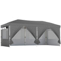 Foișor Pliabil 3x6m Pop-Up cu 6 Pereți Laterali, Foișor de Grădină Reglabil pe Înălțime cu Saci de Nisip, Geantă cu Roți, UV50+ pentru Exterior, Gri Închis