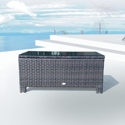 masuta exterior, sticla securizata, 85x50x39cm, maro