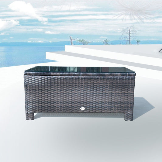masuta exterior, sticla securizata, 85x50x39cm, maro