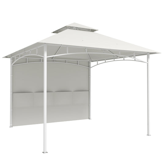 Gazebo de grădină 3x3 m din metal cu perdele, buzunare pentru depozitare și cârlig de tavan, alb crem
