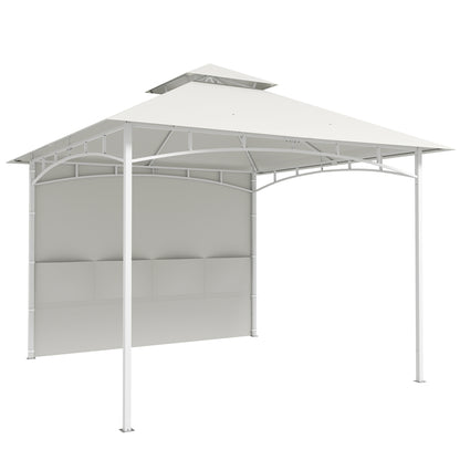 Gazebo de grădină 3x3 m din metal cu perdele, buzunare pentru depozitare și cârlig de tavan, alb crem