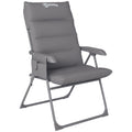 Scaun de Camping Pliabil și Reglabil pe 5 Niveluri cu Buzunare Laterale, 66x58x105 cm, Gri Deschis