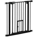 Portita pentru Caini cu Fixare prin Apasare, Extensibila de 74-80 cm cu Inchidere Automata, Neagra