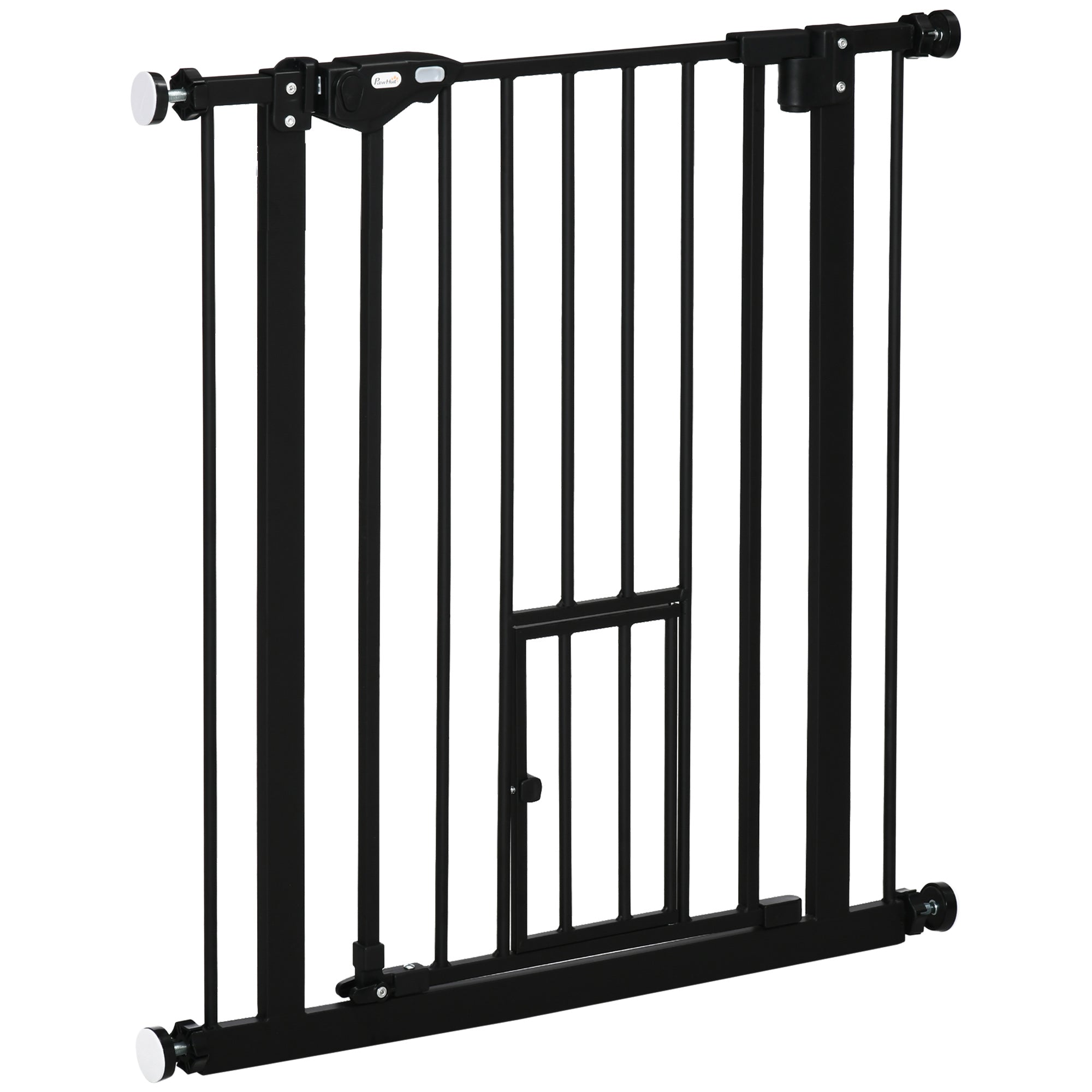 Portita pentru Caini cu Fixare prin Apasare, Extensibila de 74-80 cm cu Inchidere Automata, Neagra