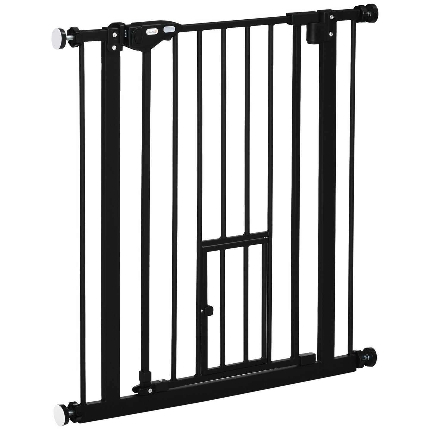 Portita pentru Caini cu Fixare prin Apasare, Extensibila de 74-80 cm cu Inchidere Automata, Neagra