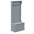 Cuier 3 în 1 cu 4 cârlige și bancă cu spațiu de depozitare, din lemn, 71,5x39,5x170 cm, gri