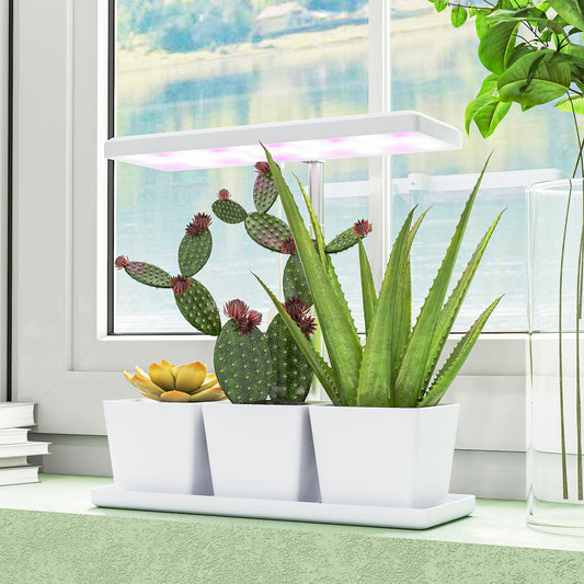 Lampă pentru Plante cu 30 de Lumini LED și 3 Vase 31.8x13.4x35.6 cm Alb