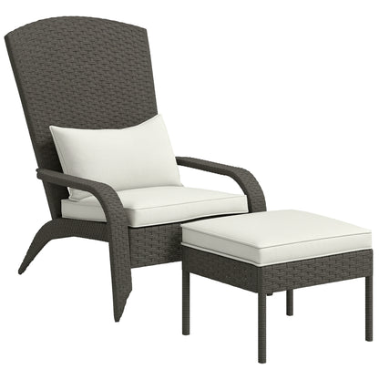 Scaun Adirondack cu taburet din rachita pentru terasa, S