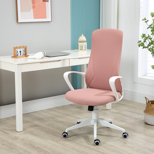 Scaun de birou ergonomic și căptușit, cu înălțime ajustabilă și balans, 62x56x110-119,5 cm, roz