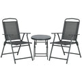 Set de grădină 3 piese cu 2 scaune 53.5x64x93 cm și măsuță de cafea Ø45x50 cm, din metal, gri închis