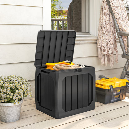 Ladă de Depozitare Grădină 121L din Plastic, Cutie de Exterior cu Mânere, Impermeabilă și Bloccabilă pentru Unelte și Accesorii, 56x45x53 cm, Negru