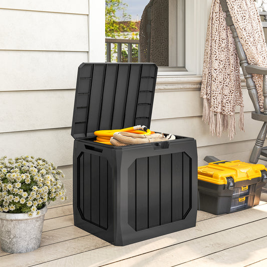 Ladă de Depozitare Grădină 121L din Plastic, Cutie de Exterior cu Mânere, Impermeabilă și Bloccabilă pentru Unelte și Accesorii, 56x45x53 cm, Negru