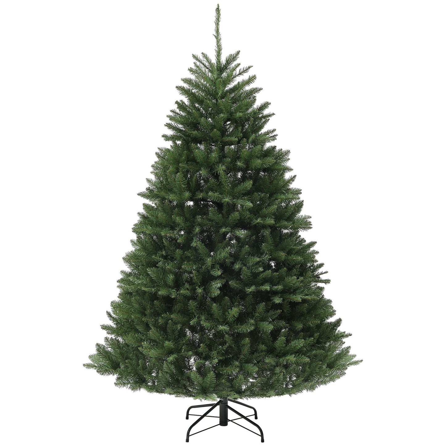 Brad artificial de Crăciun de 195 cm cu 1838 de ramuri și bază din oțel pentru interior, verde