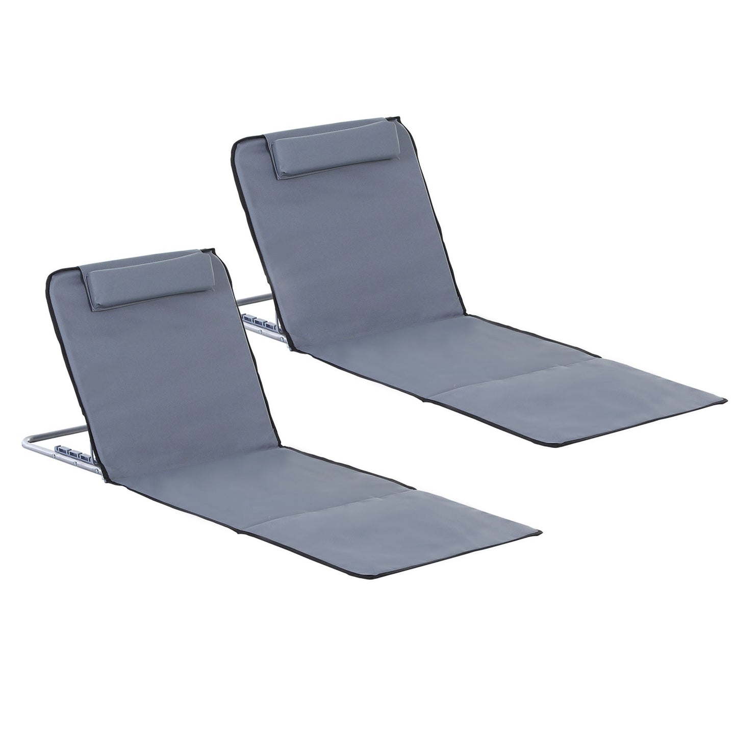 Set 2 Saltele Plaja Gri – Pliabile cu Spatar Reglabil