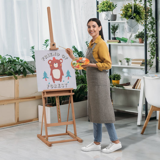 Șevalet Reglabil din Lemn de Fag pentru Pictură cu Compartiment de Depozitare, 53x50.5x171-230cm