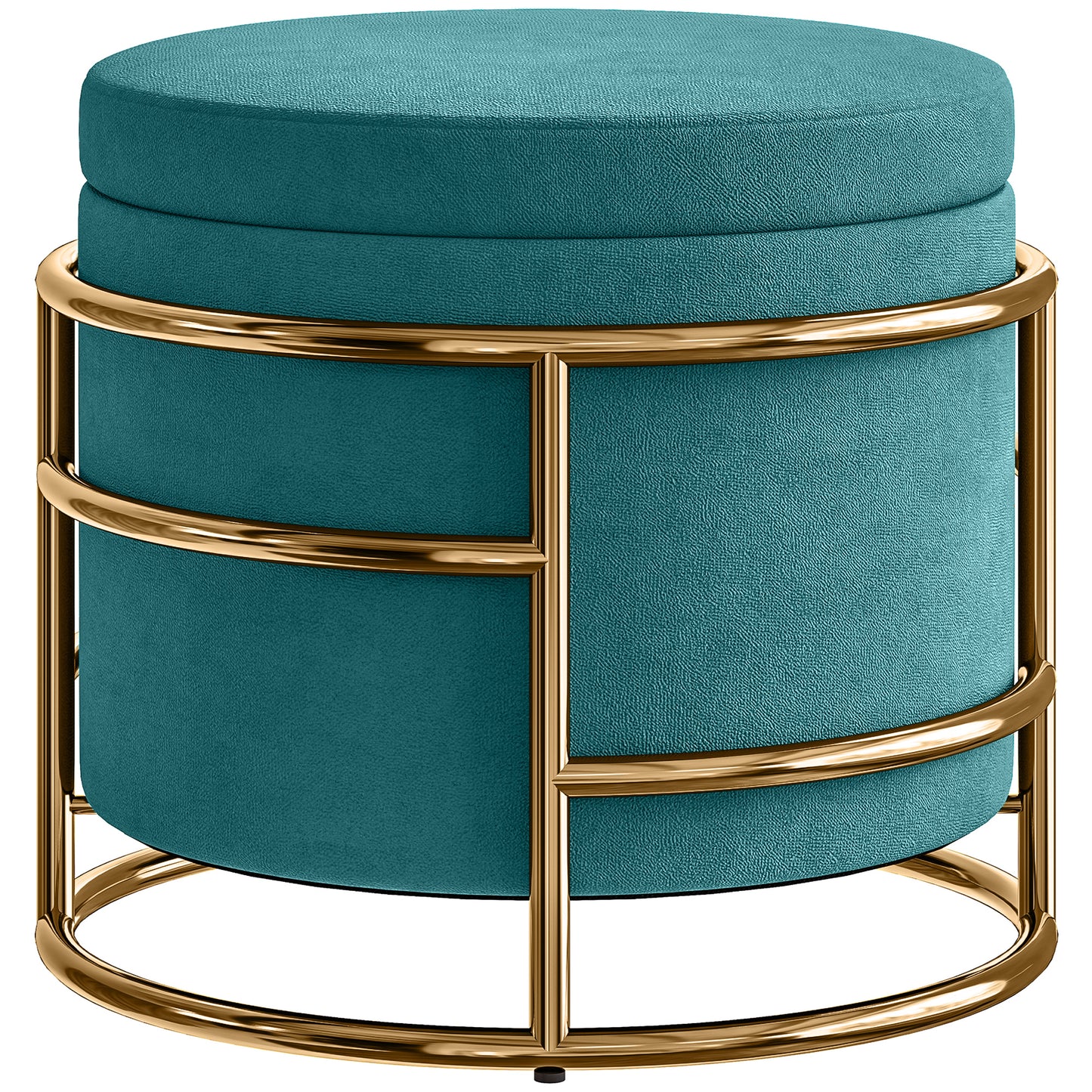 Pouf  Rotund în Catifea cu Compartiment de 24L și Capac Detașabil, Ø42x39 cm, Verde