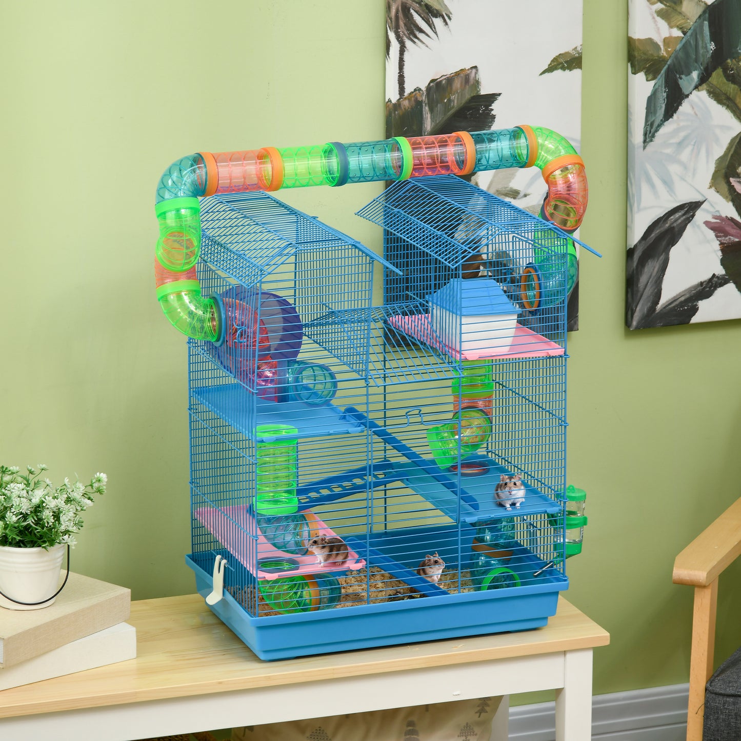 Cusca Hamsteri 5 Etaje – Albastra cu Accesorii Incluse